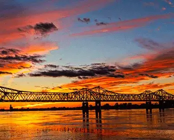 Sunset over the Mississippi River Bridge: Online Loans